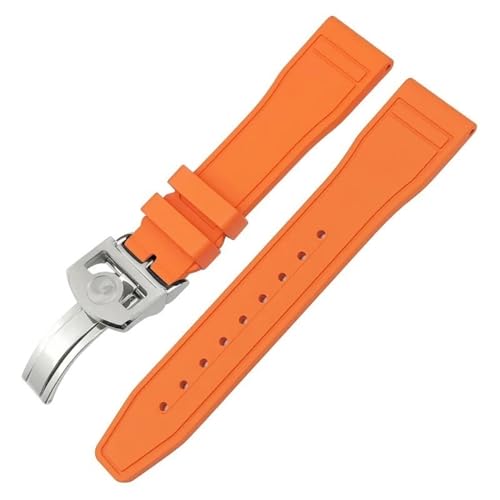 BAHDB 20 mm 21 mm 22 mm weiches Fluorkautschuk-FKM-Uhrenarmband für IWC Big Pilot Portofino TOP GUN Uhrenarmband aus Naturkautschuk (Color : Orange Earth, Size : 20mm) von BAHDB