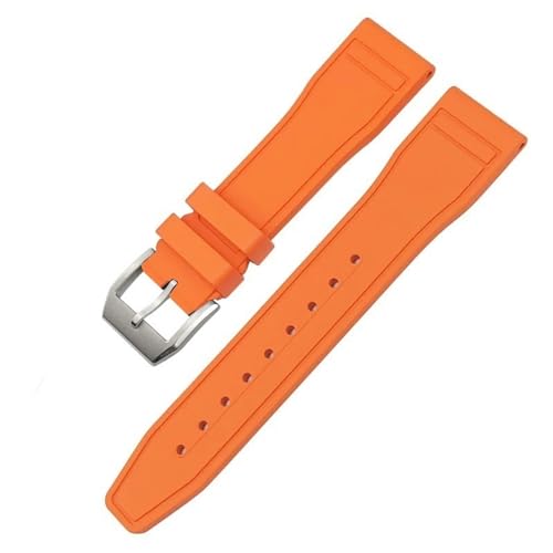 BAHDB 20 mm 21 mm 22 mm weiches Fluorkautschuk-FKM-Uhrenarmband für IWC Big Pilot Portofino TOP GUN Uhrenarmband aus Naturkautschuk (Color : Orange Pin, Size : 21mm) von BAHDB