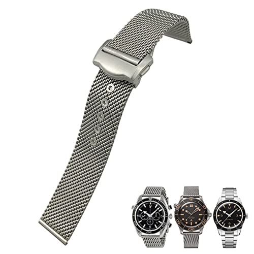 BAHDB 20 mm 316L Edelstahl-Armband passend für Omega 007 Omega Seamster 300 Seiko Tissot Silber Metall gewebt Uhrenarmband, 20 mm, Achat von BAHDB