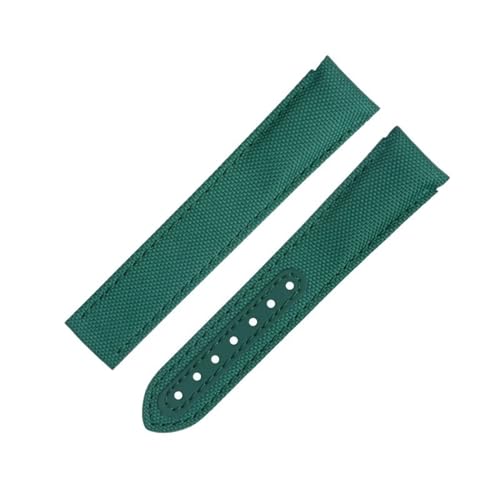 BAHDB 20 mm neues orangefarbenes Nylon-Gewebe-Armband, passend für Omega-Armband für AT150 Seamaster 300 Planet Ocean De Ville Speedmaster, gebogenes End-Uhrenarmband (Color : Green, Size : 20MM) von BAHDB