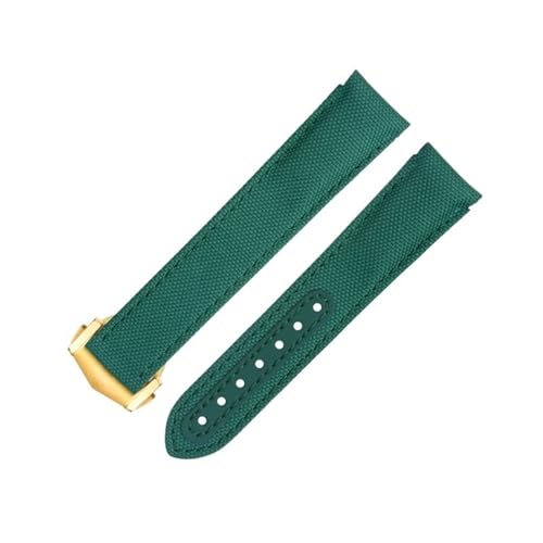 BAHDB 20 mm neues orangefarbenes Nylon-Gewebe-Armband, passend für Omega-Armband für AT150 Seamaster 300 Planet Ocean De Ville Speedmaster, gebogenes End-Uhrenarmband (Color : Green 4, Size : 20MM) von BAHDB