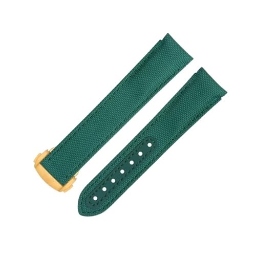 BAHDB 20 mm neues orangefarbenes Nylon-Gewebe-Armband, passend für Omega-Armband für AT150 Seamaster 300 Planet Ocean De Ville Speedmaster, gebogenes End-Uhrenarmband (Color : Green 5, Size : 20MM) von BAHDB