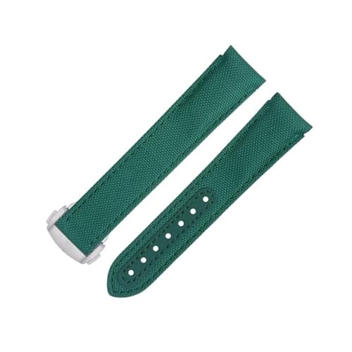 BAHDB 20 mm neues orangefarbenes Nylon-Gewebe-Armband, passend für Omega-Armband für AT150 Seamaster 300 Planet Ocean De Ville Speedmaster, gebogenes End-Uhrenarmband (Color : Green 8, Size : 20MM) von BAHDB