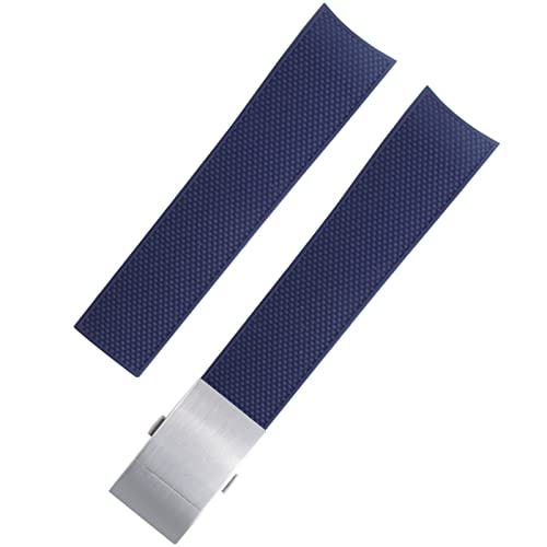 BAHDB 21 mm wasserdichtes Gummi-Armband mit Faltschließe, für Longines HydroConquest L3 L3.742 Taucheruhr, Blau(Blue silver) von BAHDB