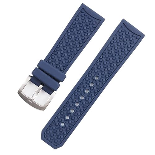 BAHDB 23 24 mm schwarzes blaues Gummiarmband für Cartier Calibre Dot Texture Wasserdichtes Band Silikon-Dornschließe(Blue,24mm) von BAHDB
