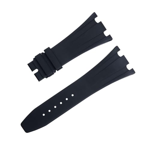 BAHDB 28 mm weiches Fluorkautschuk FKM-Gummi passend für AP-Armband 26170 26176 25940 für Audemars Piguet Uhrenarmband Faltschließe Armbänder (Color : Black, Size : 28mm) von BAHDB