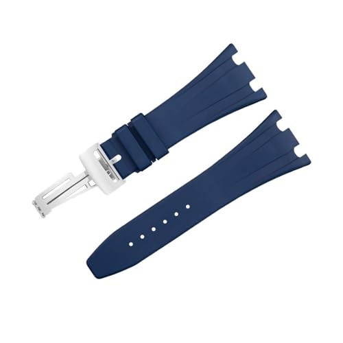 BAHDB 28 mm weiches Fluorkautschuk FKM-Gummi passend für AP-Armband 26170 26176 25940 für Audemars Piguet Uhrenarmband Faltschließe Armbänder (Color : Blue 2, Size : 28mm) von BAHDB