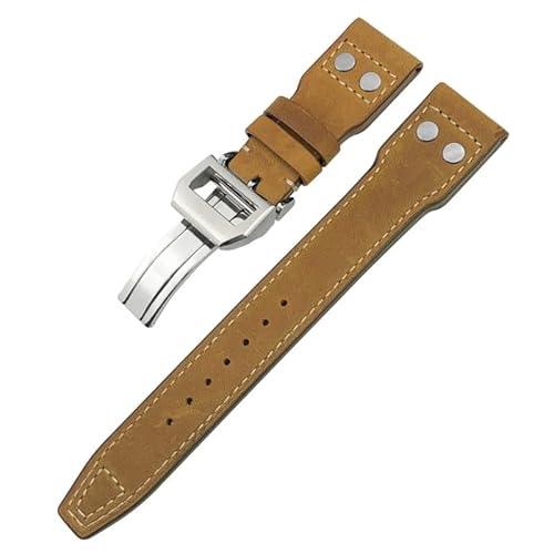 BAHDB Dickes Echtleder-Kalbsleder-Uhrenarmband 21 mm 22 mm für IWC Big PILOT Spitfire TOP GUN IW5009 IW3777. Nieten-Rindsleder-Uhrenarmband (Color : Crazy Horse Skin2, Size : 22mm) von BAHDB