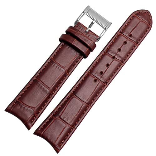 BAHDB Echtes Leder -Uhrband für Bürger Seiko Armband 20mm Kurve End Kuh Leder schwarz blau braune Träger(Brown silver) von BAHDB