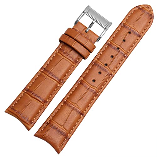 BAHDB Echtes Leder -Uhrband für Bürger Seiko Armband 20mm Kurve End Kuh Leder schwarz blau braune Träger(Light brown silver) von BAHDB