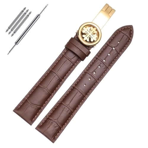 BAHDB Echtes Leder Uhrenarmband für PP Patek Philippe Grenade 5167Ax 20mm 21mm 22mm Armband Herren Damen Armband Kette (Color : Brown-gold, Size : 19mm) von BAHDB