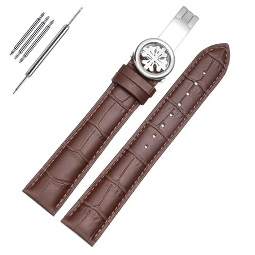 BAHDB Echtes Leder Uhrenarmband für PP Patek Philippe Grenade 5167Ax 20mm 21mm 22mm Armband Herren Damen Armband Kette (Color : Brown-silver, Size : 22mm) von BAHDB