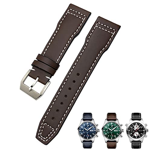 BAHDB Echtleder-Rindsleder-Uhrenarmbänder 20 mm 21 mm für IWC IW377714 Mark18 Spitfire PORTOFINO Weiche Rindsleder-Armbänder(Original Brown,21mm) von BAHDB