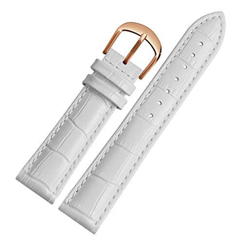BAHDB Für Brand Watch Bracelet Belt Woman Watchbänder echtes Leder -Armband -Band 10 12 14 16 18 20 22mm Multicolor -Uhren -Bänder(White rosegold,18mm) von BAHDB