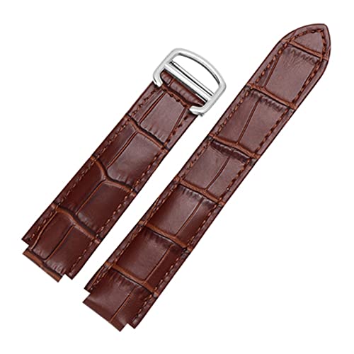 BAHDB Für Cartier Armbänder Qualität Farbe Echtes Leder Uhrenarmbänder Faltschließe Ersatz Lederband Weibliches Armband(Brown,14x8mmRosegoldclasp) von BAHDB