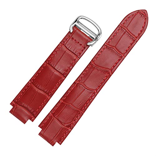 BAHDB Für Cartier Armbänder Qualität Farbe Echtes Leder Uhrenarmbänder Faltschließe Ersatz Lederband Weibliches Armband(Red,16x9mmGold clasp) von BAHDB