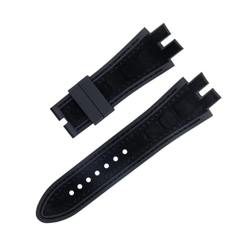 BAHDB Für EXCALIBUR Serie 28mm Nubukleder Gürtel Silikon Uhrenarmband Zubehör Passend für Roger Dubuis Armband(Color:Black 2) von BAHDB