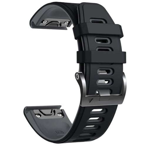 BAHDB Für Fenix ​​8 Uhrenarmband/Fenix ​​7 Uhrenarmband/Fenix ​​5 Band 22 mm Silikon-Uhrenarmband Ersatz für Fenix ​​6 Pro/Fenix ​​5 Plus/Fenix ​​7 Pro(Black-Grey) von BAHDB