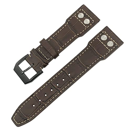 BAHDB Für IWC IW3777 IW3270 Mark 18 Big Pilot’s Watch Strap Weiche Rindslederarmbänder 20mm 21mm 22mm Lederarmband(Brown rivet black,20mm) von BAHDB