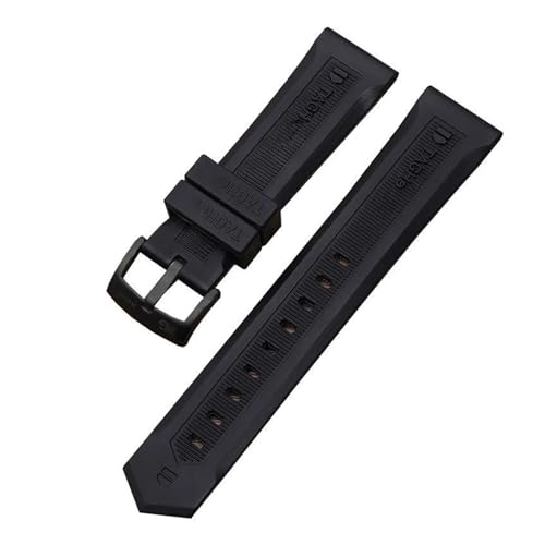 BAHDB Für TAG HEUER Sports Silikonband Uhrenarmband Naturkautschuk Silikonarmband Wasserdicht Schweiß Feinstahl Uhrenschnalle 20 22 mm(Color:Black Black,Size:20mm) von BAHDB