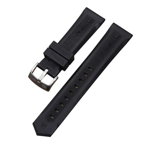 BAHDB Für TAG HEUER Sports Silikonband Uhrenarmband Naturkautschuk Silikonarmband Wasserdicht Schweiß Feinstahl Uhrenschnalle 20 22 mm(Color:Black Silver,Size:24mm) von BAHDB