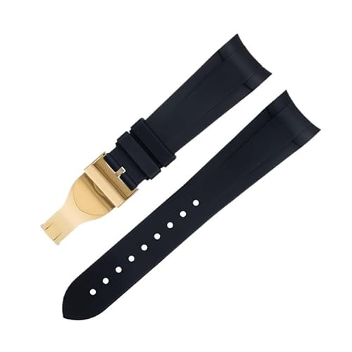 BAHDB Für Tudor Strap Bay GMT Armband mit gebogener Endfaltschließe, 22 mm Fluorkautschuk, spezielles Uhrenarmband, spezielles 41-mm-Zifferblatt(Color:Black 2) von BAHDB