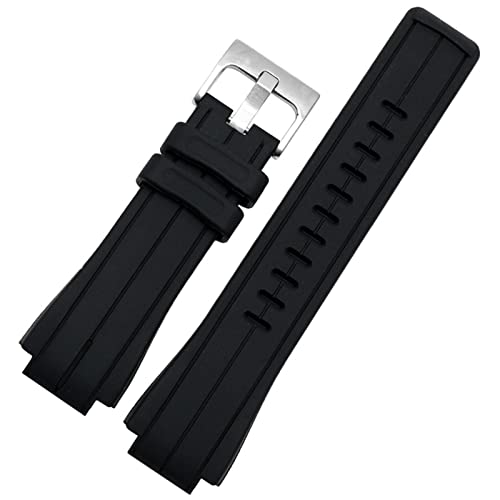 BAHDB Für Zeitx WATKT2N720 T2N721 TW2T76300 Gummi -Uhrband 24 * 16 mm wasserdichtes Silikon -Sportgurt mit Schrauben(Black silver) von BAHDB