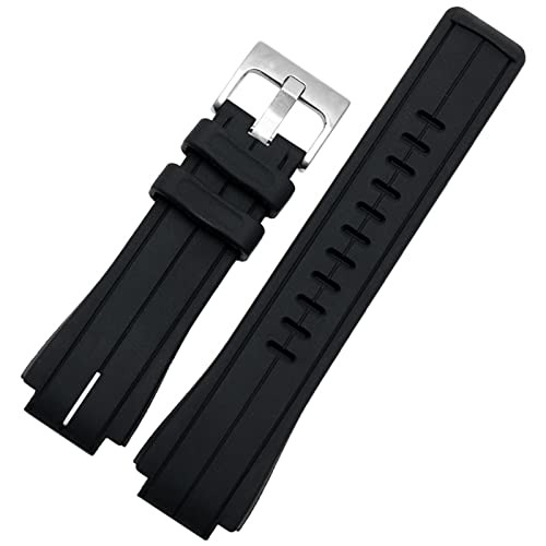 BAHDB Für Zeitx WATKT2N720 T2N721 TW2T76300 Gummi -Uhrband 24 * 16 mm wasserdichtes Silikon -Sportgurt mit Schrauben(Black white silver) von BAHDB