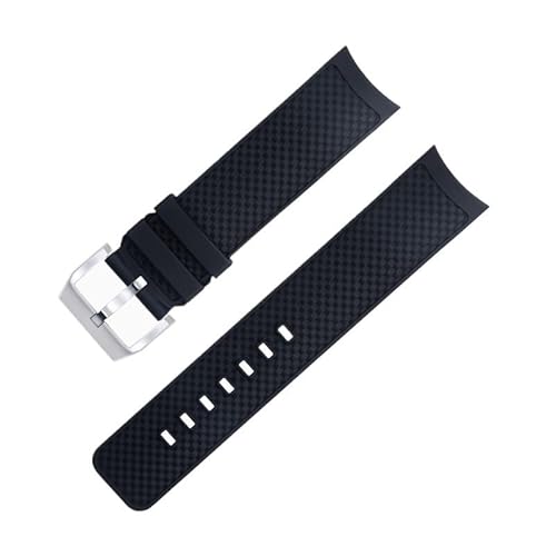 BAHDB Gebogenes Ende, 22 mm, Schnellverschluss-Uhrenarmband für IWC-Armband, Aquatimer-Familie, Fluorkautschuk-Armband, 2 Stile (Color : Black Silver Buckle) von BAHDB