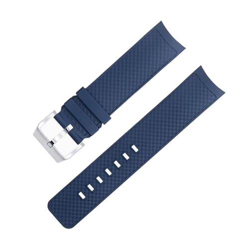 BAHDB Gebogenes Ende, 22 mm, Schnellverschluss-Uhrenarmband für IWC-Armband, Aquatimer-Familie, Fluorkautschuk-Armband, 2 Stile (Color : Blue Silver Buckle) von BAHDB