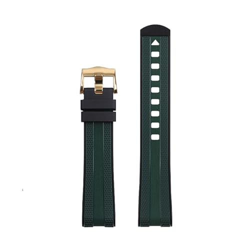 BAHDB Gummi-Silikon-Uhrenarmband, passend für Omega Seamaster 300 AT150 Aqua Terra Ultra Light 8900 Stahlschnalle, 20 mm Uhrenarmband-Armbänder (Color : Black Green 2, Size : 20mm) von BAHDB