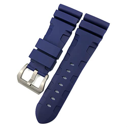 BAHDB Gummi Uhrband 22mm 24mm 26mm Silikon Uhrengurt Für Panerai Tauchluminor Pam Wasserdichtes Armband(Blue pin,26mm black buckle) von BAHDB