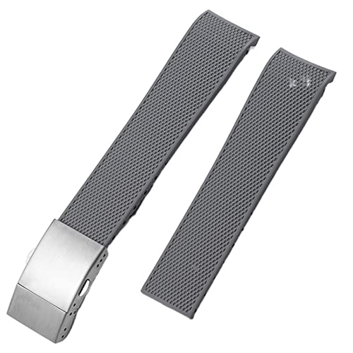 BAHDB Gummi-Uhrenarmbänder für Longines CONQUEST HYDROCONQUEST L3 21 mm wasserdichtes Armband Uhrenzubehör Silikon-Uhrenarmband mit Logo(DarkGray-SilverClasp) von BAHDB