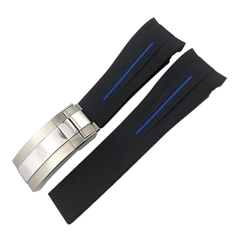 BAHDB Kautschukarmband 21 mm 22 mm passend für Rolex DEEPSEA Sea-Dweller Submariner Blau Schwarz Wasserdichtes Sport-Silikon-Uhrenarmband(Color:Black blue,Size:41mm SUB) von BAHDB