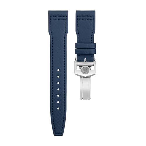 BAHDB Nylon Canvas Lederarmband 21mm 22mm für IWC Armband SPITFIRE MARK 18 Portugieser Portofino TOP GUN Pilot IW3777 Armband (Color : BLUE SILVER buckle B, Size : 21MM) von BAHDB