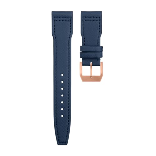 BAHDB Nylon Canvas Lederarmband 21mm 22mm für IWC Armband SPITFIRE MARK 18 Portugieser Portofino TOP GUN Pilot IW3777 Armband (Color : BLUE rose buckle C, Size : 21MM) von BAHDB