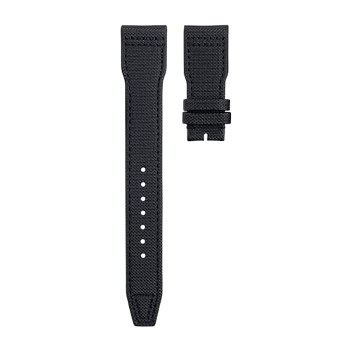 BAHDB Nylon Canvas Lederarmband 21mm 22mm für IWC Armband SPITFIRE MARK 18 Portugieser Portofino TOP GUN Pilot IW3777 Armband (Color : Black No buckle, Size : 22MM) von BAHDB