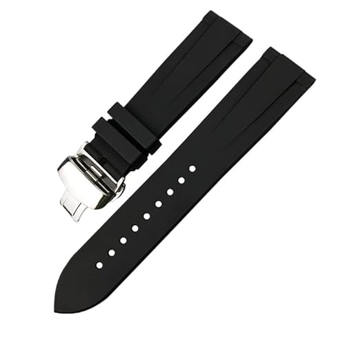 BAHDB Uhrenarmbänder aus Fluorkautschuk, passend für IWC Big Pilot-Uhren IW3777, Gummi-Silikon, 19 mm, 20 mm, 21 mm, 22 mm, weiche Tauchbänder (Color : Black 2, Size : 22mm) von BAHDB