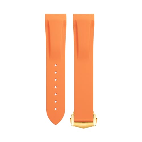 BAHDB Weiches, flexibles Gummi-Uhrenarmband für Omega Speedmaster Moonwatch Seamaster 300 AT150 PLANET OCEAN 600. Armband mit 20/21/22 mm Goldspitze (Color : Orange, Size : 21mm) von BAHDB