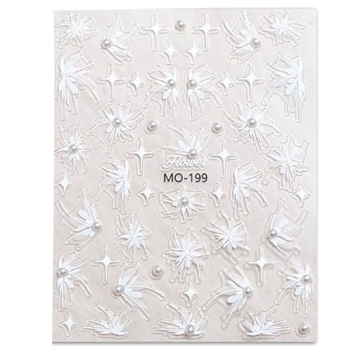 1 Blatt Frühlingsblume Art Aufkleber Aufkleber Selbstklebende Sommerblatt Schmetterling Nagelzubehör Nagelkunst von BAHJKASD