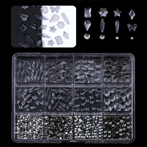 1 Box 3D Nägel Anhänger Für Frauen Und Mädchen Flache Rückseite Nagelkunst Strasssteine Glas Kunsthandwerk Nagelzubehör Verzierung von BAHJKASD