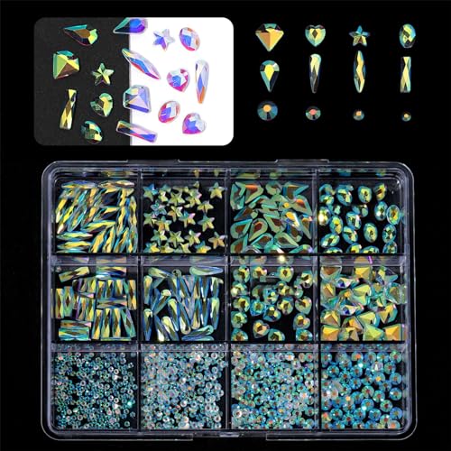 1 Box 3D Nägel Anhänger Für Frauen Und Mädchen Flache Rückseite Nagelkunst Strasssteine Glas Kunsthandwerk Nagelzubehör Verzierung von BAHJKASD