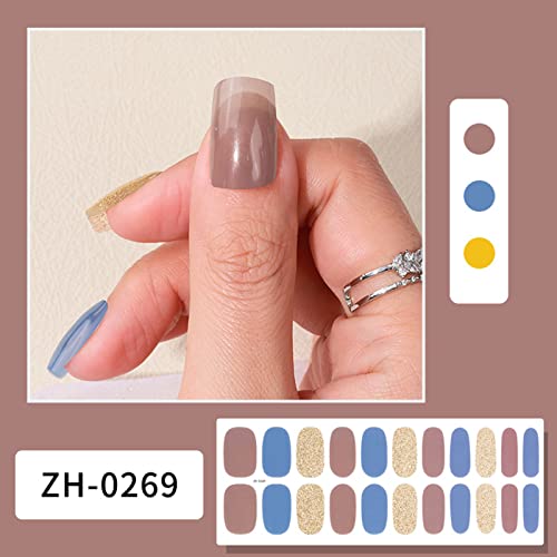 22 Aufkleber Halbgehärtete Gel Nagellackstreifen Gel Nagel Full Wraps Streifen Gel Nagelaufkleber/LED Lampe Erforderlich Nagelfolie von BAHJKASD