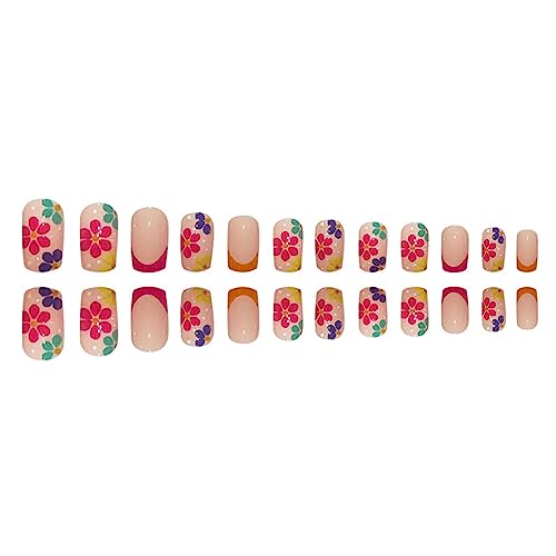 24 Stück Künstliche Nägel Blumen Langer Sarg Tragbare Künstliche Nägel Volle Abdeckung Acryl Nagelspitzen Zum Aufdrücken Auf Die Nägel Für Frauen von BAHJKASD