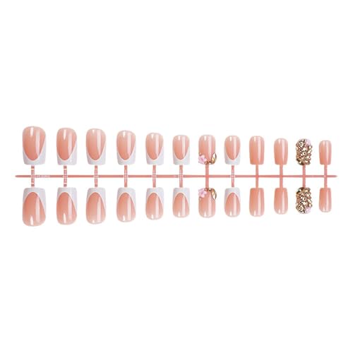 24 Stücke Almind Press Auf Nägel Natürlicher Look Acryl Falsche Nägel Mit Blumenentwürfen Für Studenten Und Berufstätige Frauen von BAHJKASD