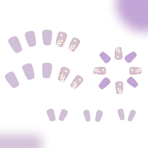 24pcs Square Press Auf Nägeln Glänzende Designs Französische Falsche Nägel Acryl False Nails Künstliche Nägel Kleber Auf Nägeln Frauen von BAHJKASD