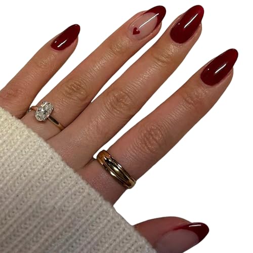 Französische Tipps Designs Acrylstab Auf Nägeln Mit Herzmustern Für Frauen Valentinstag Presse Auf Nägeln 24 Stücke von BAHJKASD