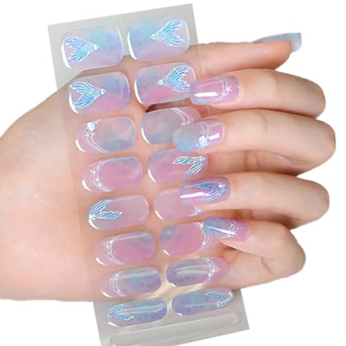 Halbgehärtete Gelnägel Lackstreifen Gelnägel Vollständige Wraps Streifen Gelnägel Aufkleber/LED Lampe Erforderlich Nagelfolien von BAHJKASD