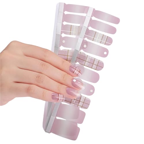 Nagelaufkleber Glitzer Farbverlauf Glanz Komplett Nagellack Aufkleber Abziehbilder Streifen Selbstaschendes Nagelkunst Abziehbild Set von BAHJKASD