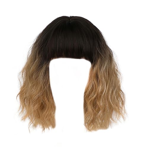 Synthetische Perücken Bob Haar Perücken Lockige Perücken Für Frauen Perücken Haar Dekorative Lockige Haare Kopfbedeckungen Für Casual von BAHJKASD